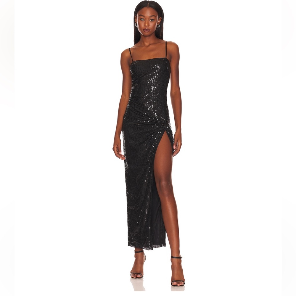 Superdown Sequin Maxi Dress in Black